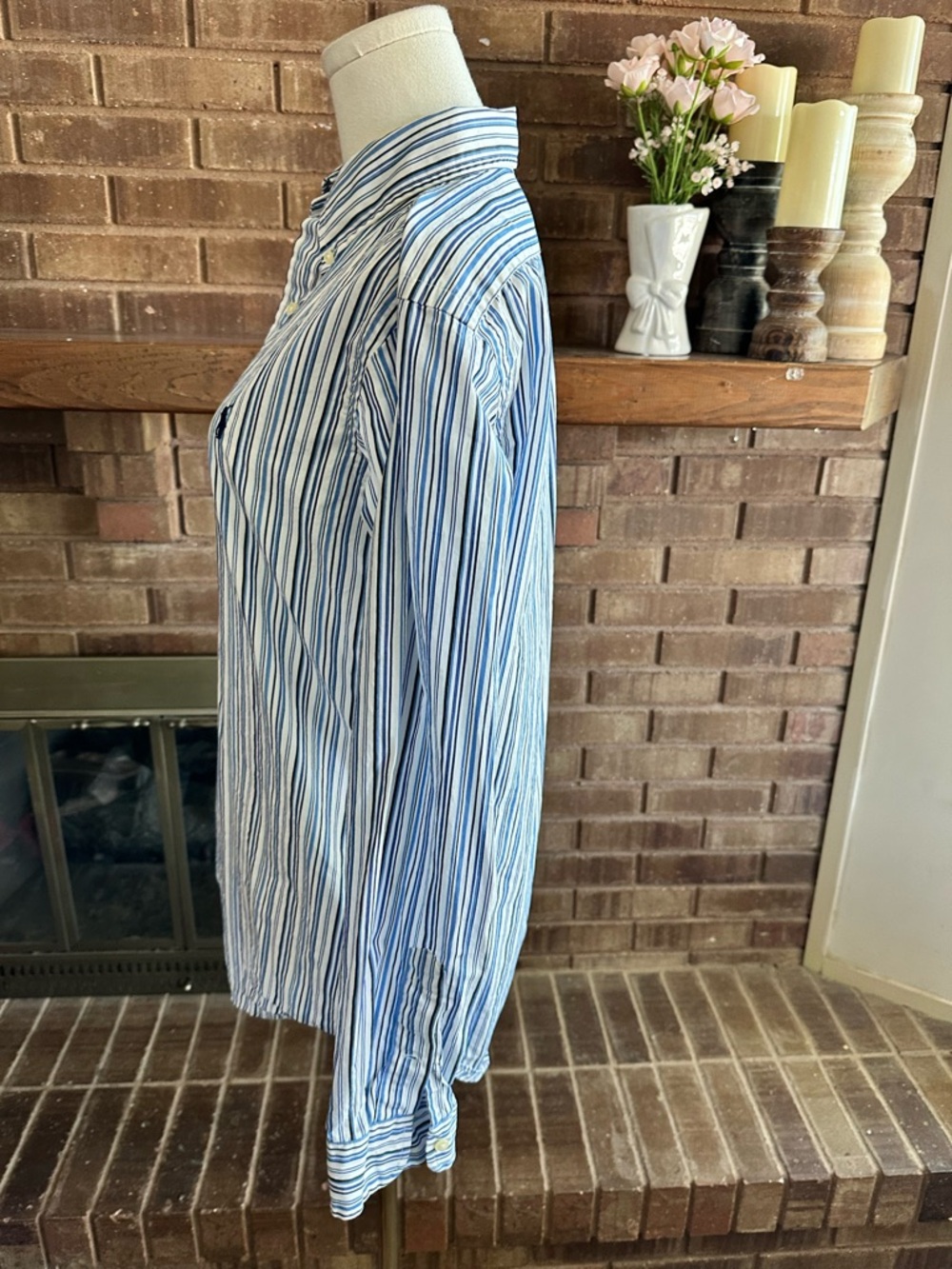 Ralph Lauren Classic Fit Blue White Striped Long Sleeve Button Down Shirt S - Picture 3 of 5